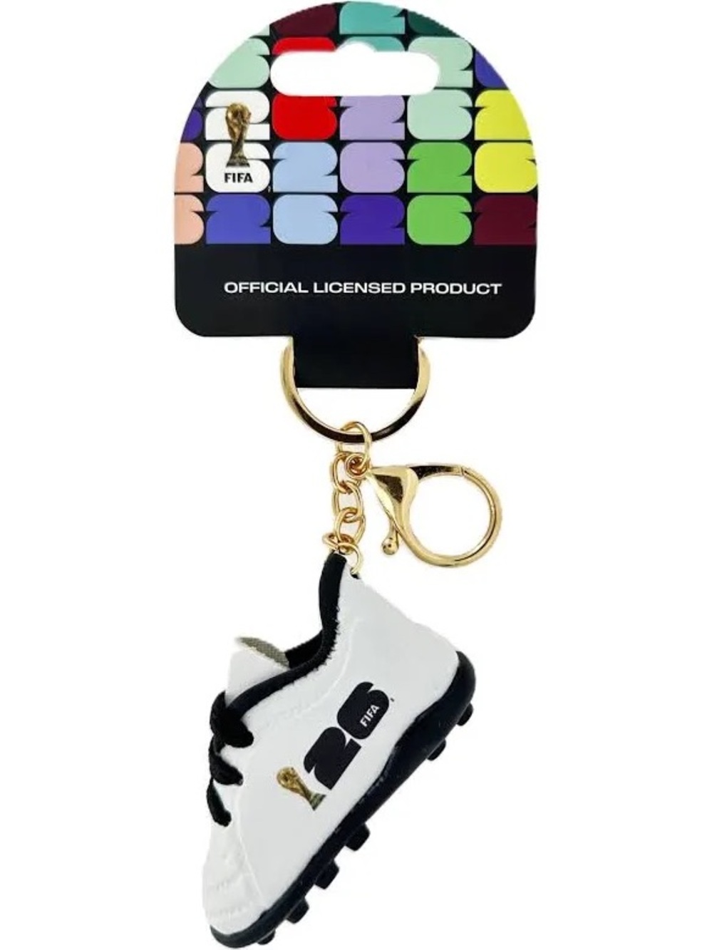 FIFA White Soccer Cleat Keychain with Gold Hardware